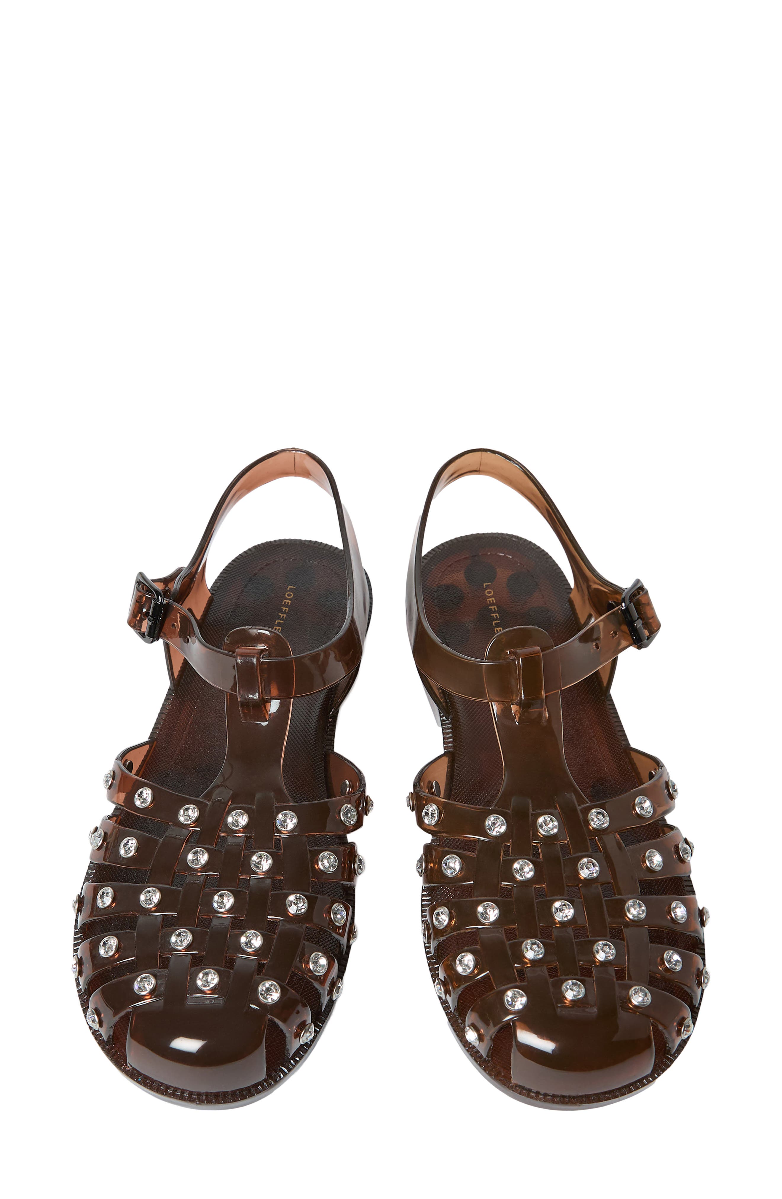 Loeffler Randall Rhys Studded Jelly Sandal, Alternate, color, Brown/ Clear