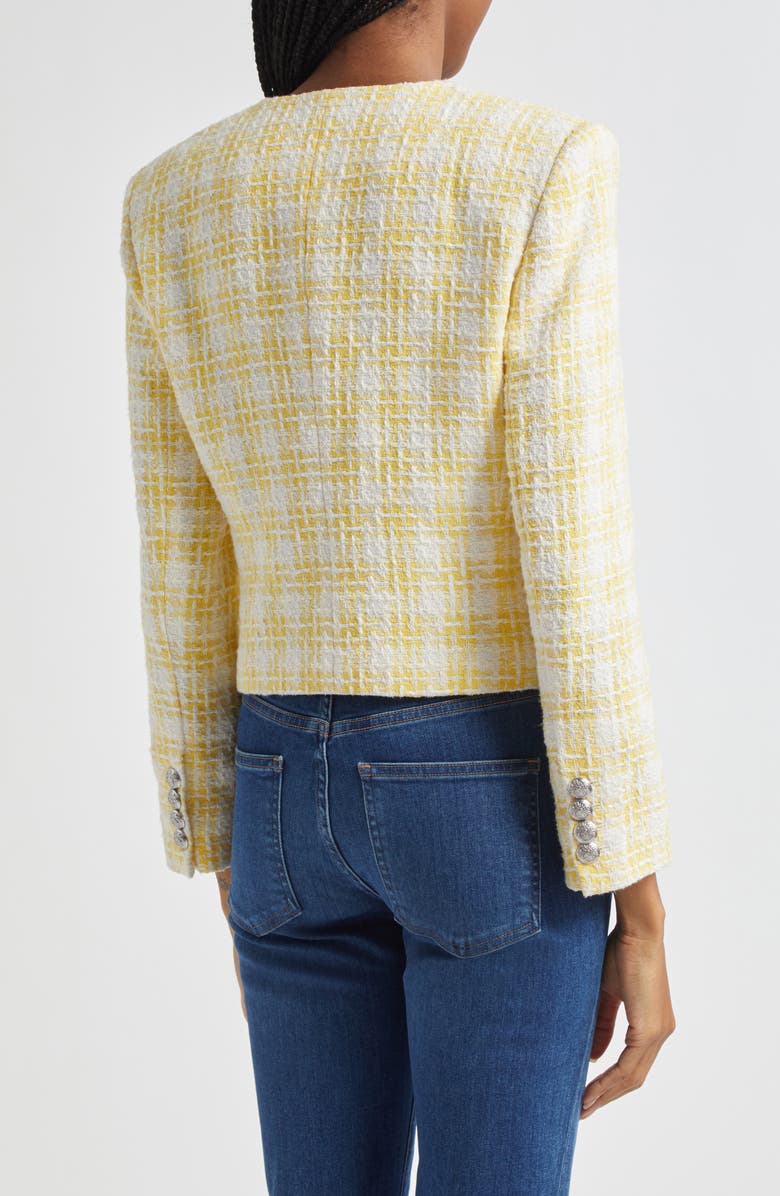 Veronica Beard Nathan Check Cotton Blend Tweed Jacket, Alternate, color, Pale Yellow/ White