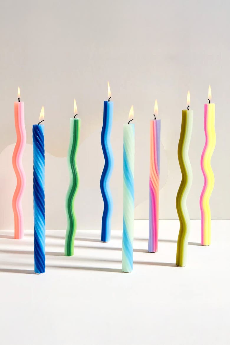 Pivot Candles, Alternate, color, Green/Lavender