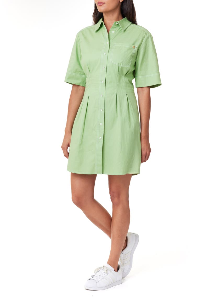 Stripe Structured Cotton Shirtdress, Alternate, color, PISTACHIO