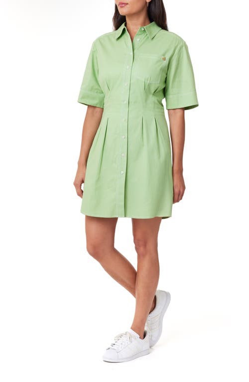 Scotch & Soda Stripe Structured Cotton Shirtdress In Pistachio