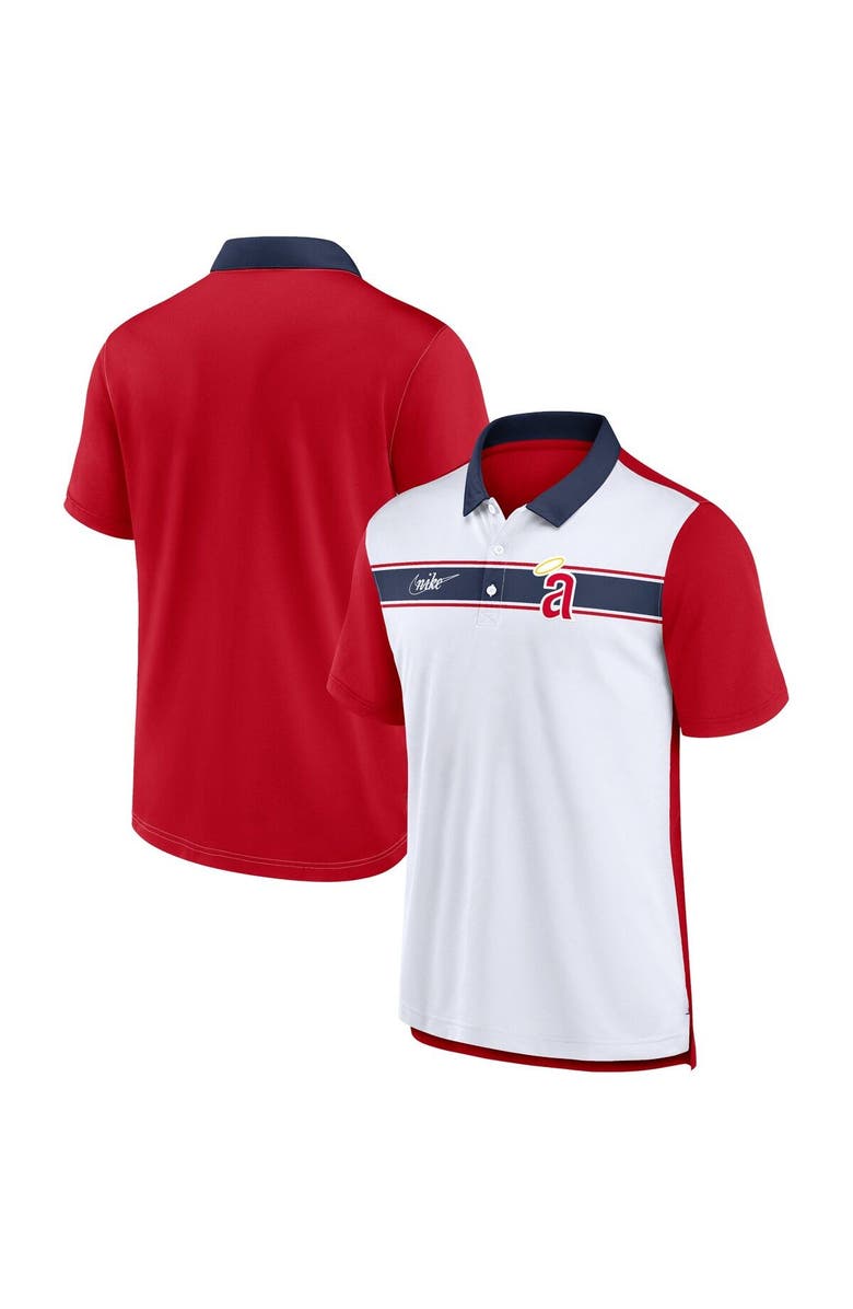 Nike Men's Nike  White/Red California Angels Rewind Stripe Polo, Main, color, 