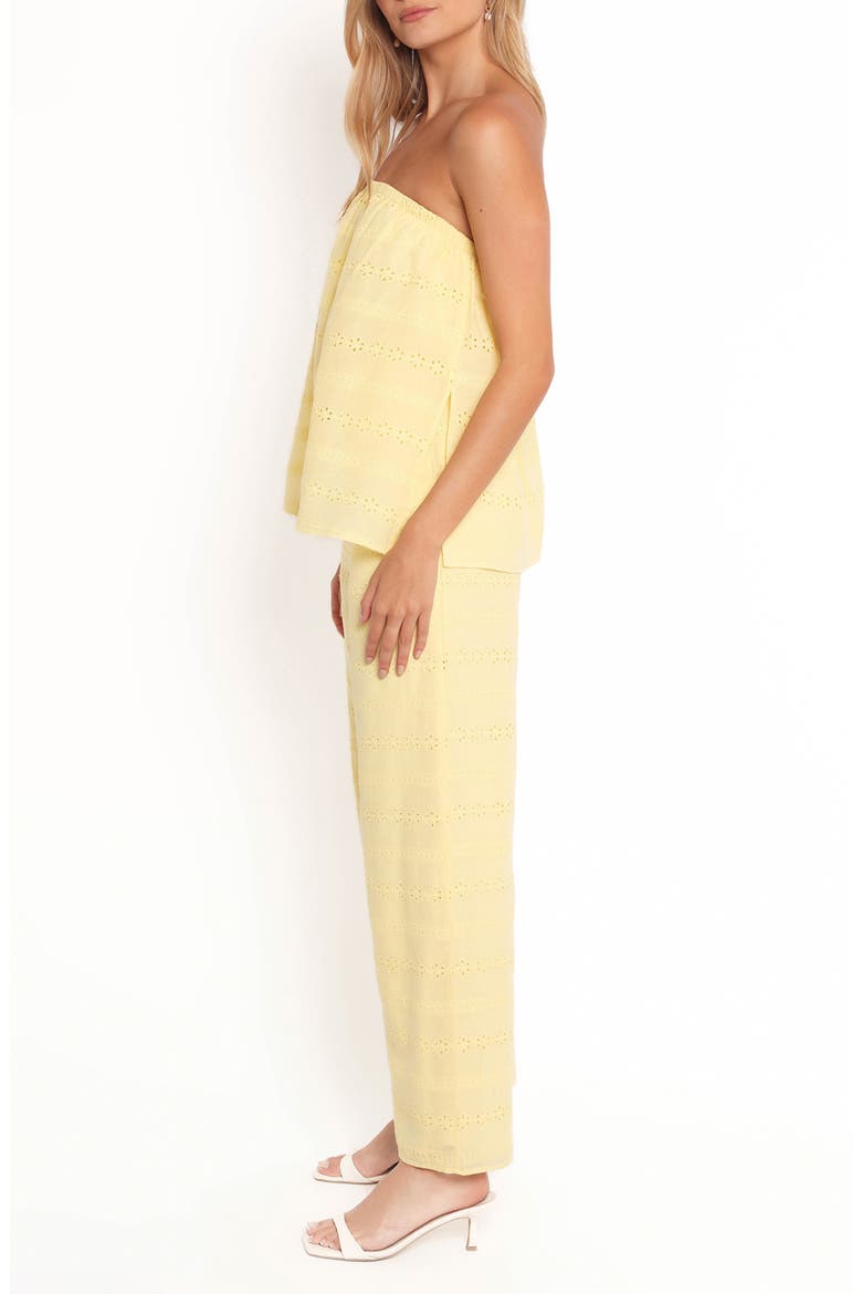Michele Eyelet Strapless Cotton Jumpsuit, Alternate, color, BUTTER YELLOW