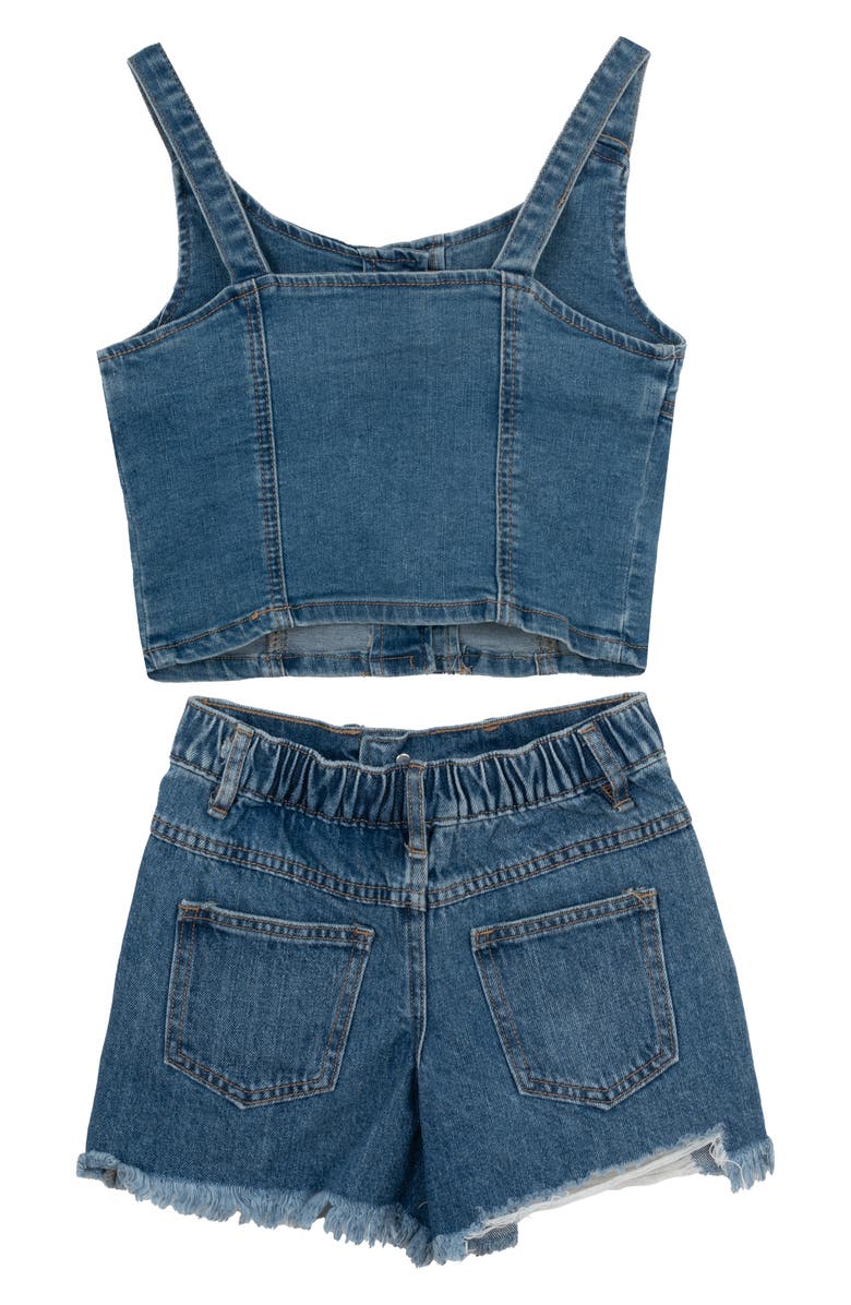 Tween Diva Kids' Denim Tank & Distressed Shorts Set, Alternate, color, Blue