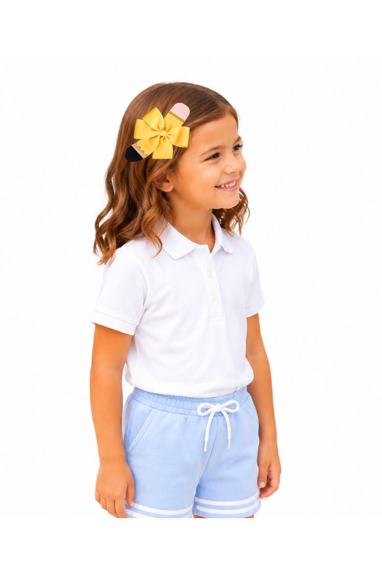 Pencil Back-to-School Hair Bow, Alternate, color, Yellow