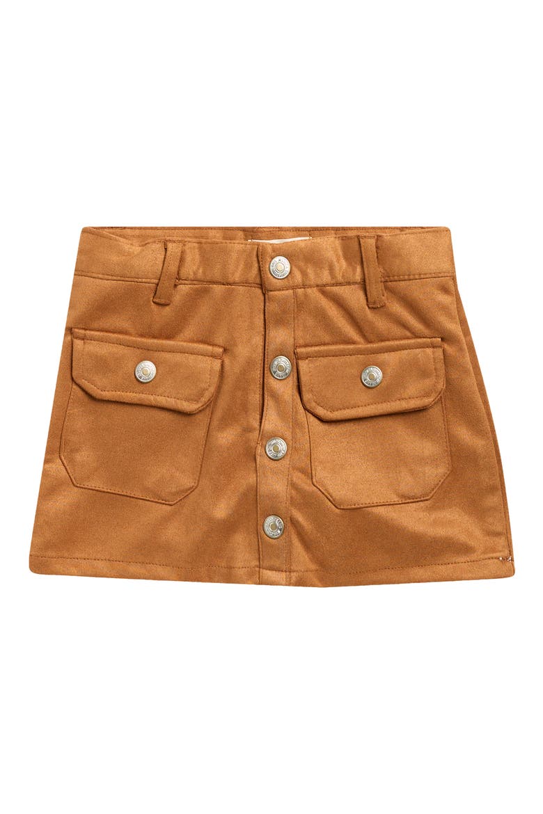 Kids' Faux Leather Button Front Skirt, Main, color, TAN