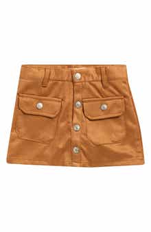 Kids' Faux Leather Button Front Skirt