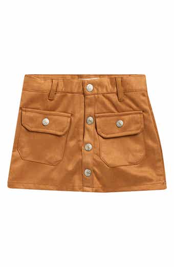 Kids' Faux Leather Button Front Skirt