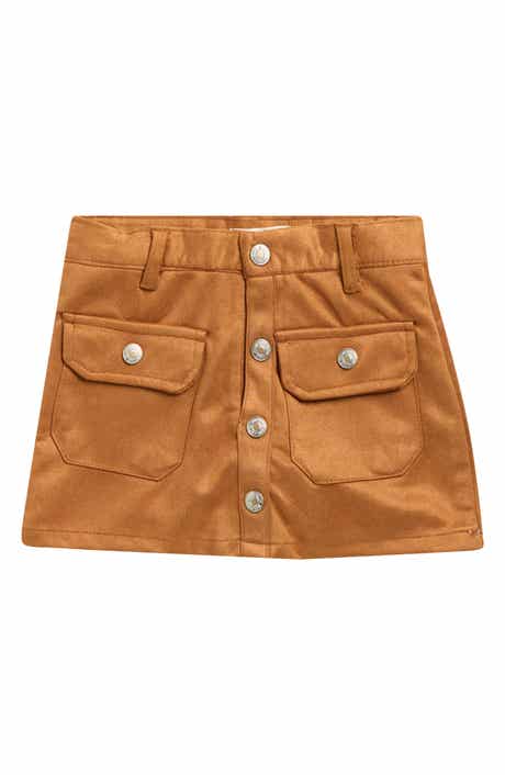 Kids' Faux Leather Button Front Skirt
