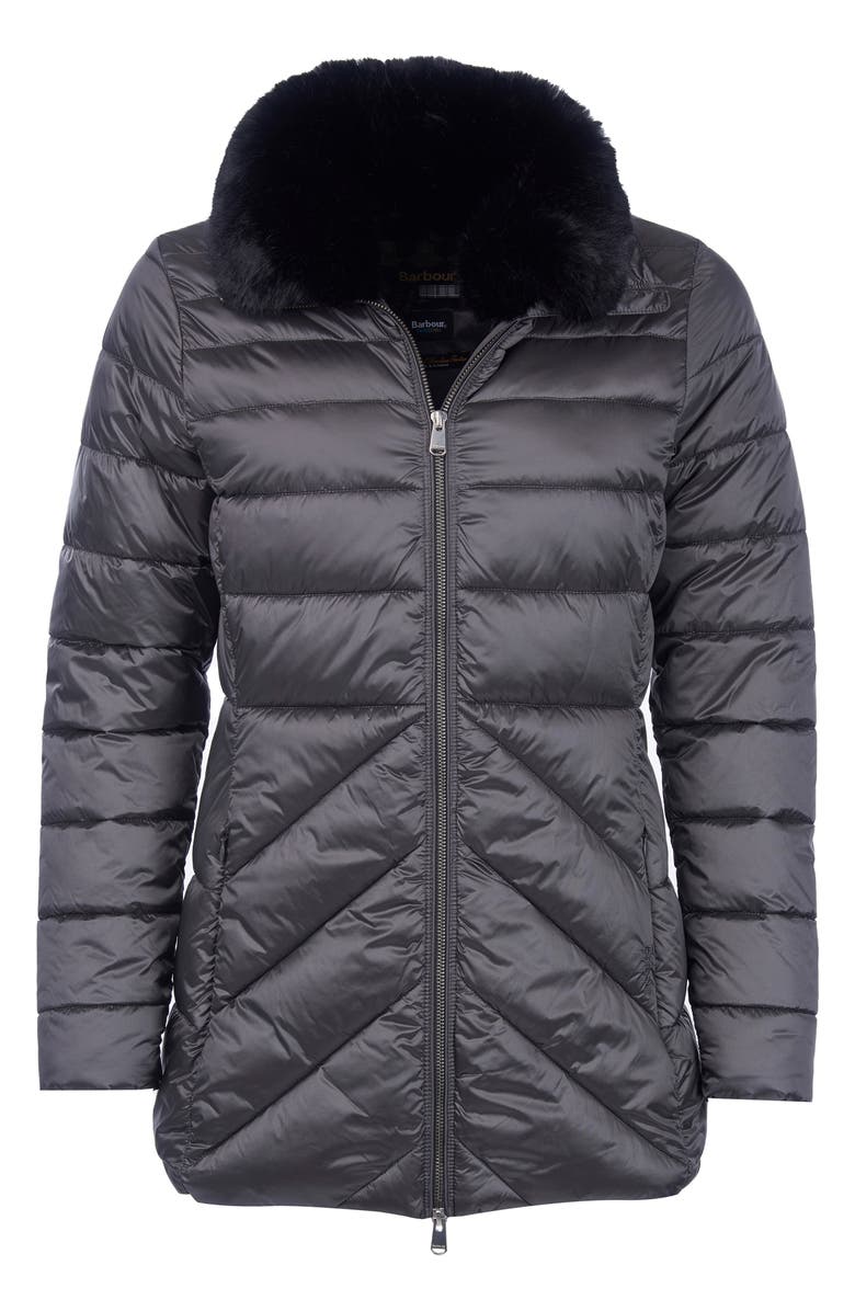 Barbour Shannon Mix Quilted Puffer Coat with Faux Fur Collar, Alternate, color, 