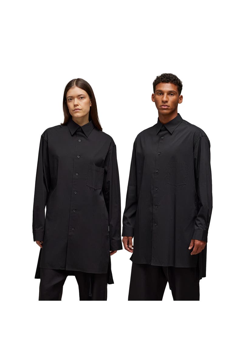 Y-3 Graphic Longline Button-Up Shirt, Alternate, color, 