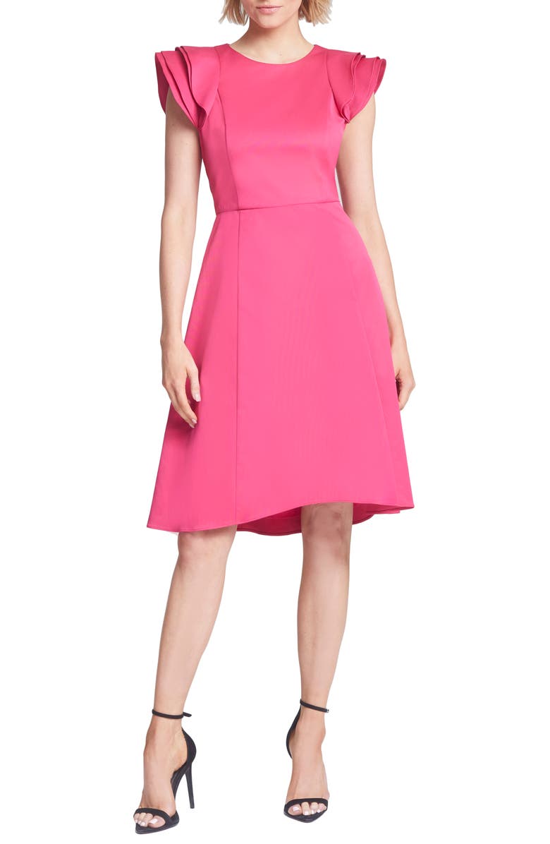 HALSTON Heritage Ruffle Sleeve Cocktail Dress, Main, color, 