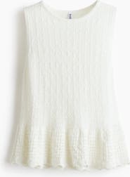 H&M Pointelle-knit Peplum Top