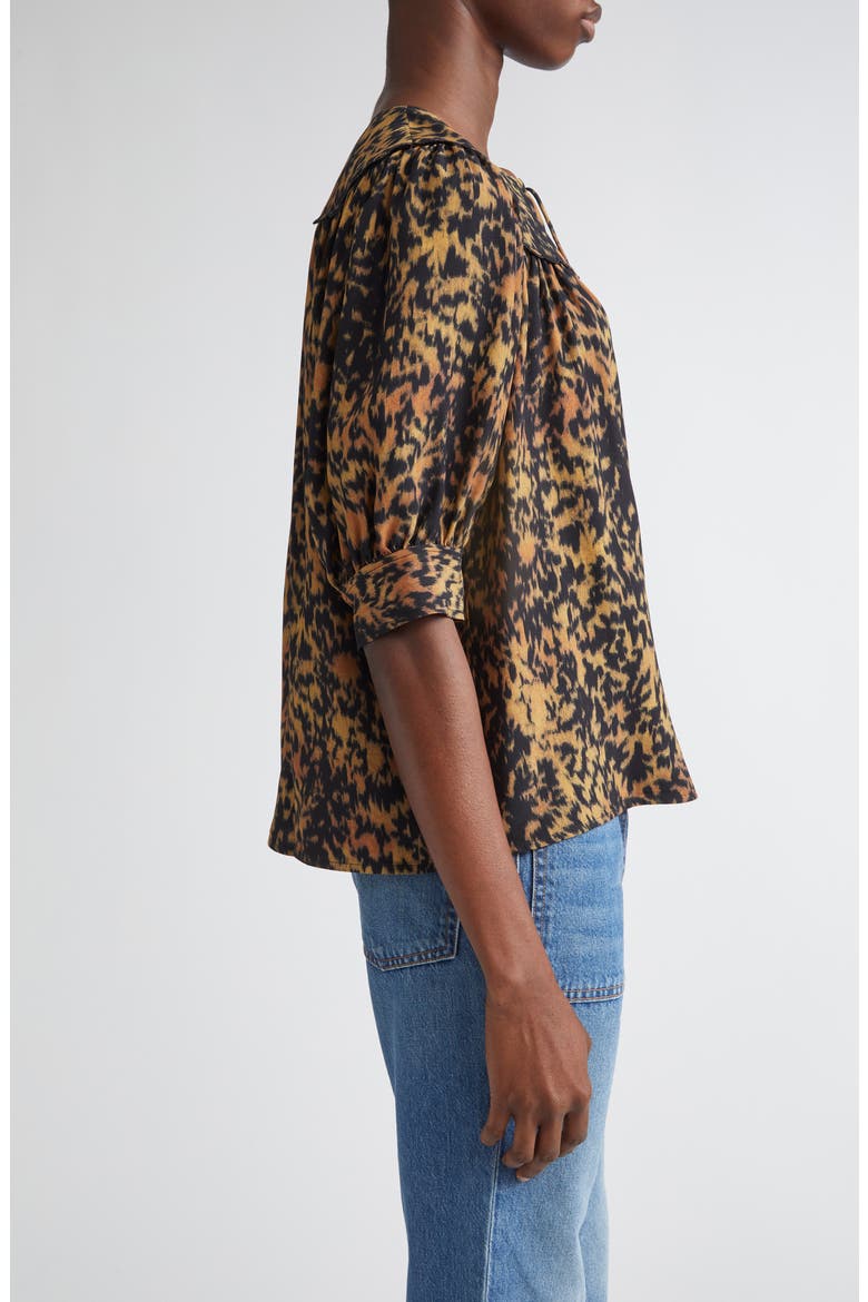 Blaire Leopard Print Short Sleeve Top, Alternate, color, SAVANNAH