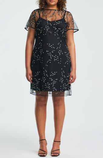 Estelle Floral Embroidered Mesh Cocktail Dress