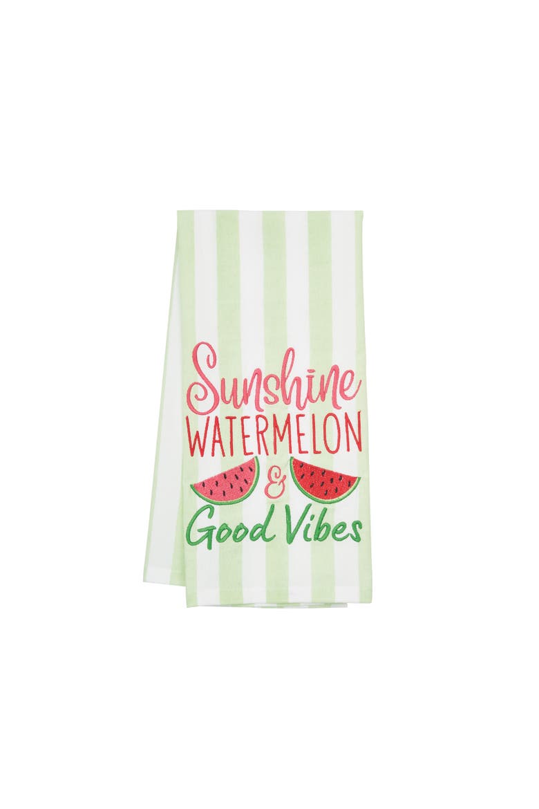 Watermelon & Good Vibes Cotton Kitchen Towel, Main, color, Green