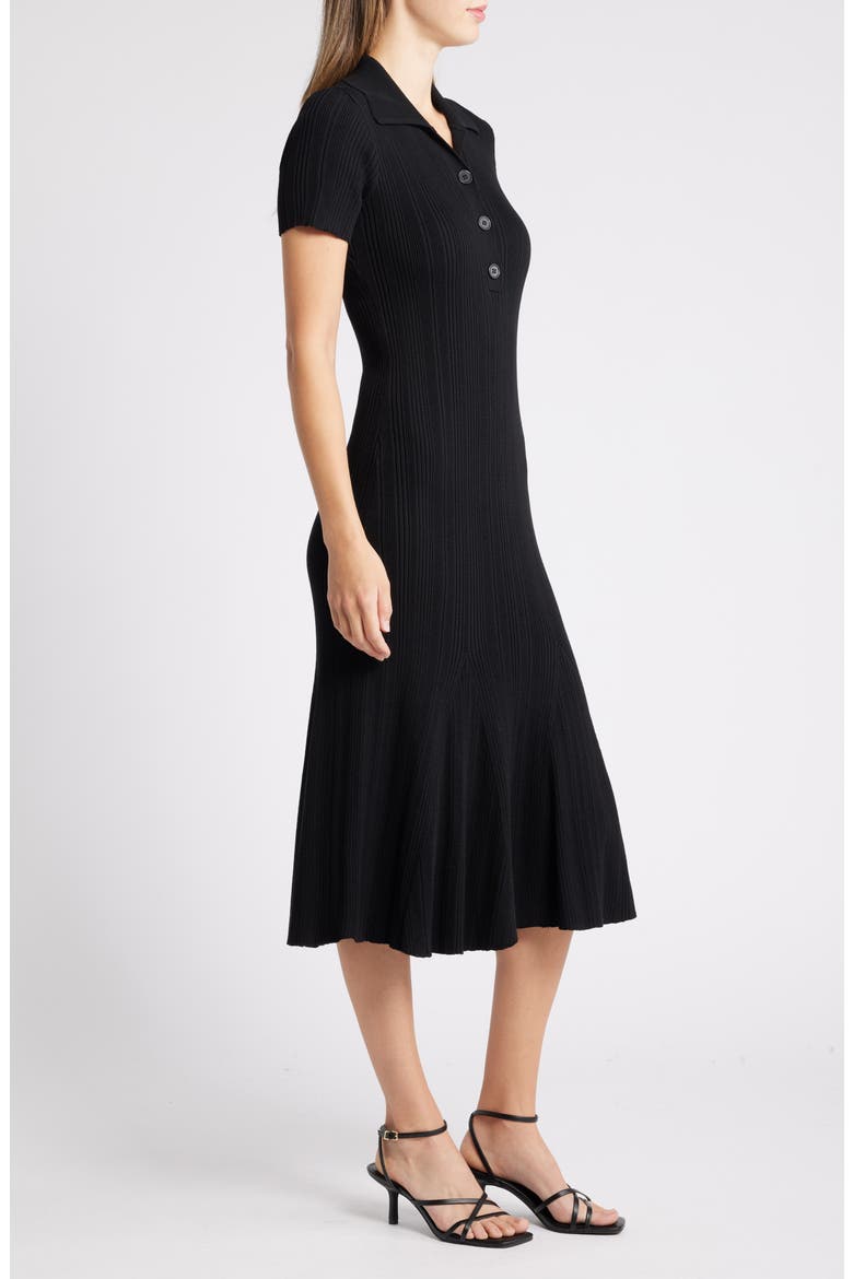 Rib Short Sleeve Midi Sweater Dress, Alternate, color, BLACK