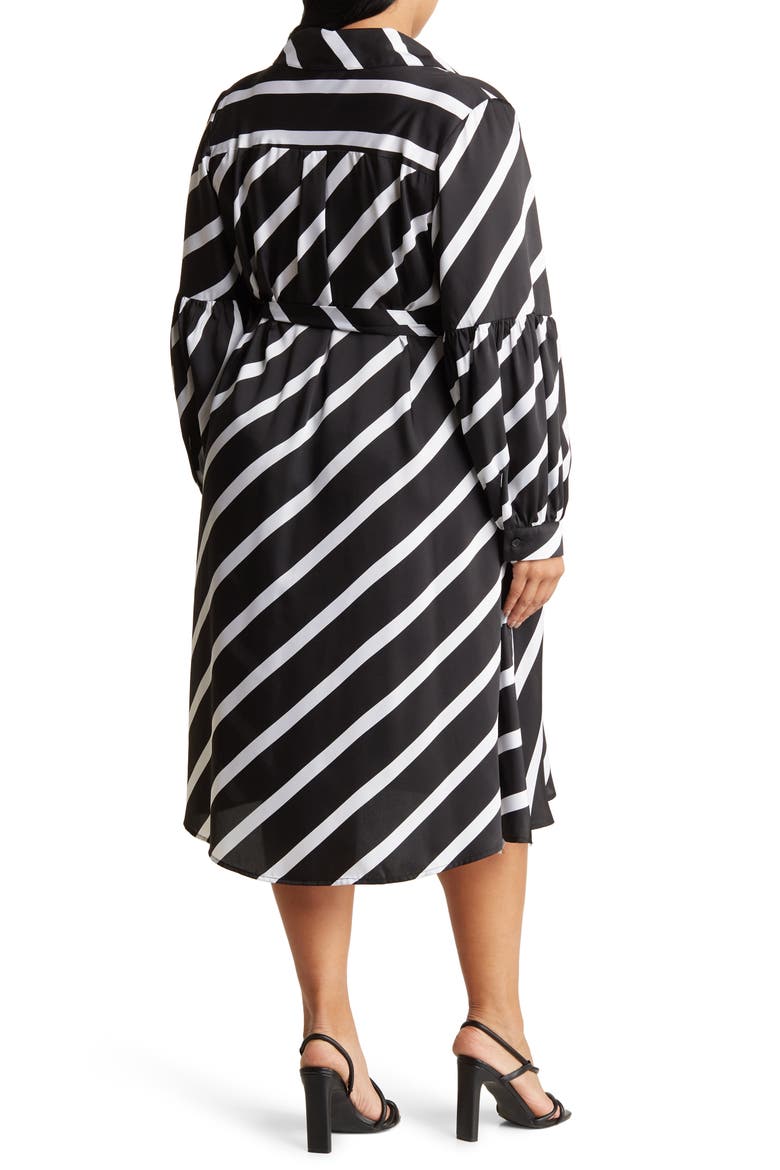 Castaway Stripe Long Sleeve Shirtdress, Alternate, color, BLACK AND WHITE COMBO