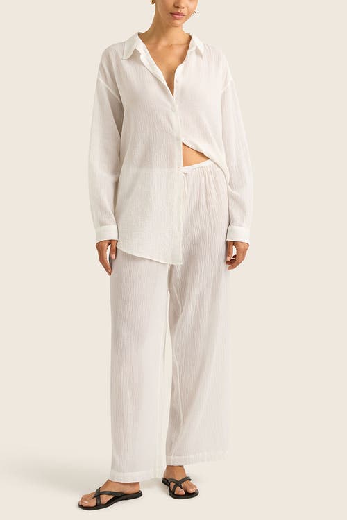 Hope And May Soli Cotton Wide Leg Drawstring Pant In White