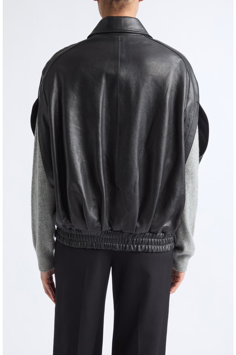 Bina Vegetal Lambskin Leather Cape Jacket, Alternate, color, BLACK