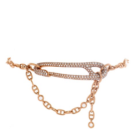 Chaine d'Ancre Punk Bracelet 18K Rose Gold with Pave Diamonds Medium