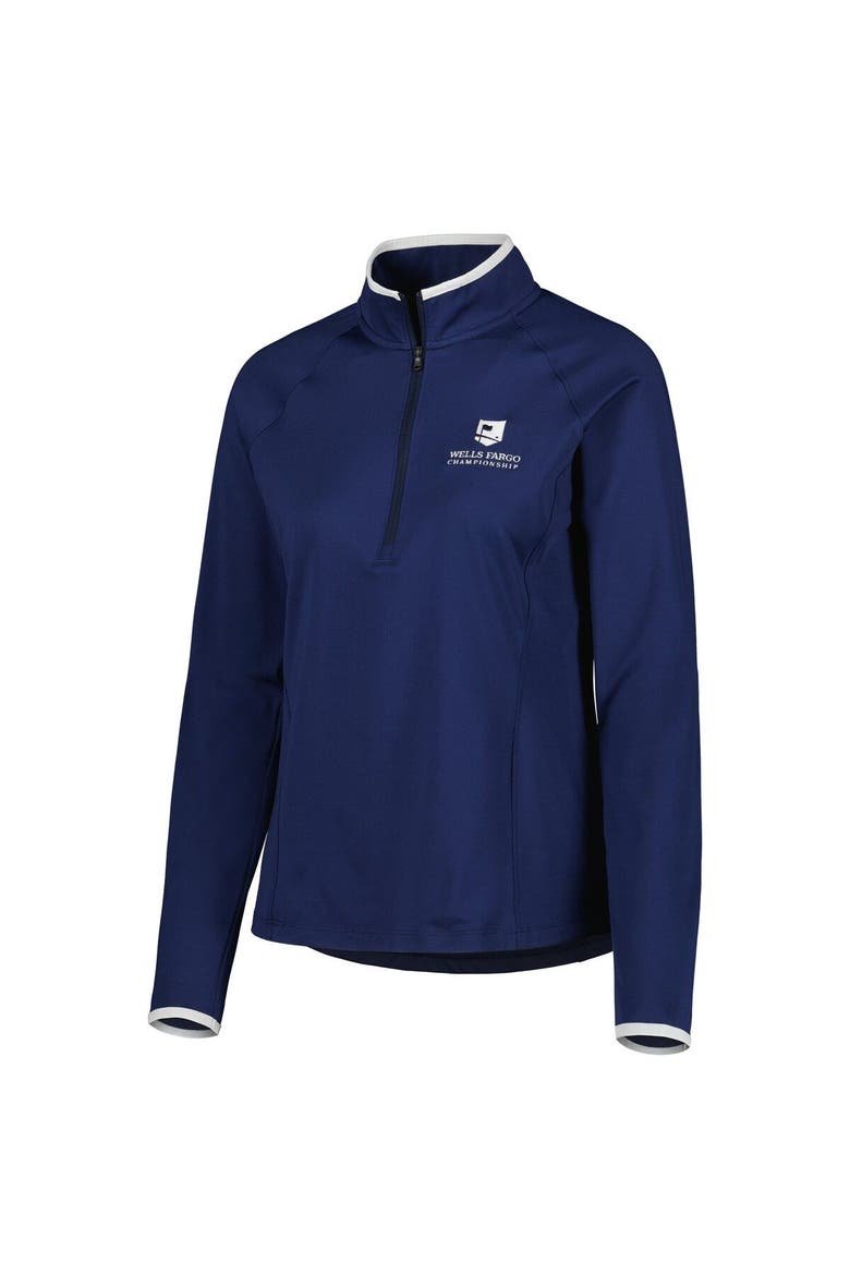 Women's Under Armour Navy Wells Fargo Championship T2 Green Raglan Quarter-Zip Top, Alternate, color, Navy