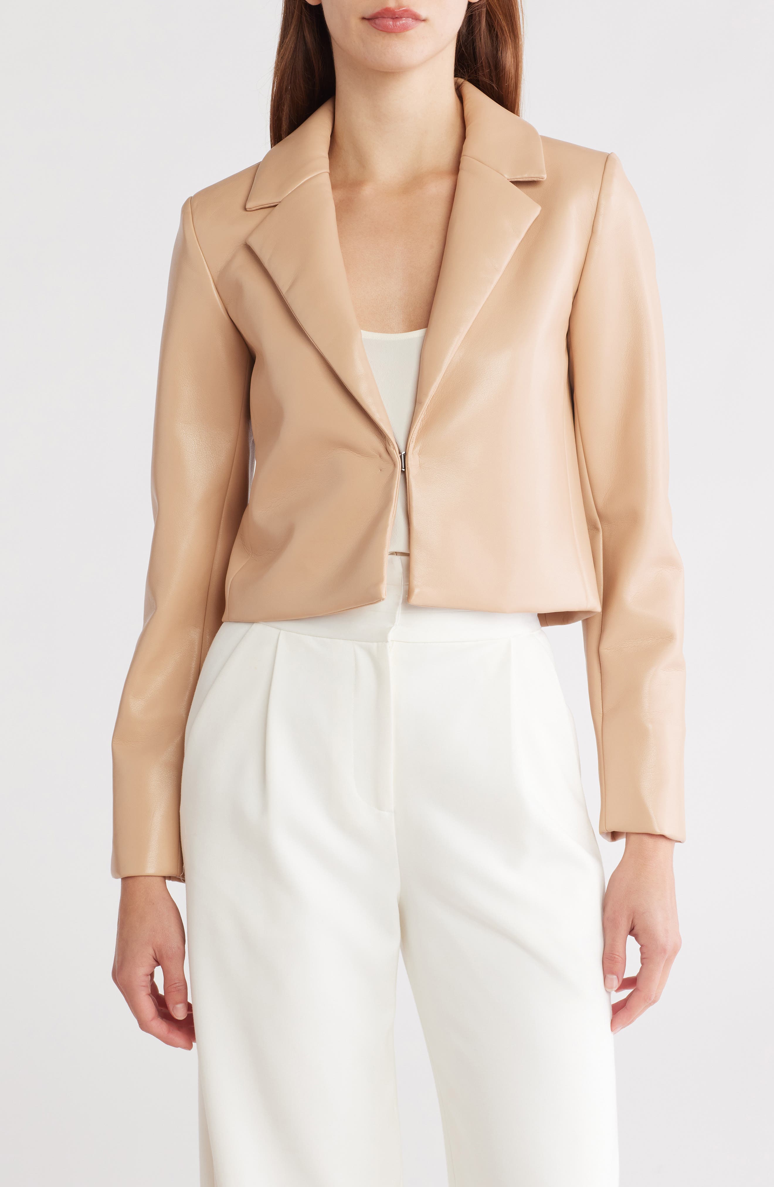 JASON WU Faux Leather Crop Blazer