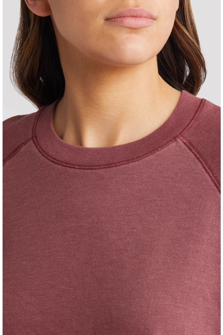 Short Sleeve Cotton Blend Sweatshirt, Alternate, color, BURGUNDY TANNIN