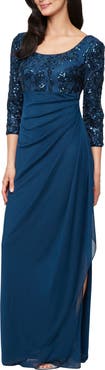 Alex Evenings Empire Waist Sequin Evening Gown