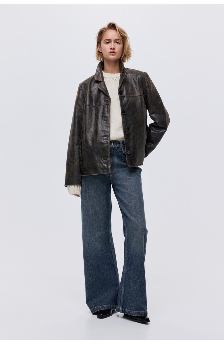 H&M Wide High Jeans, Alternate, color, Dark Denim Blue