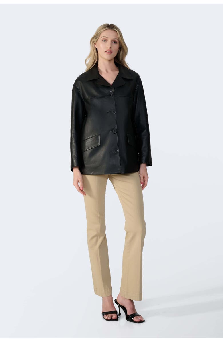 Furniq UK Colette Leather Jacket, Alternate, color, Black