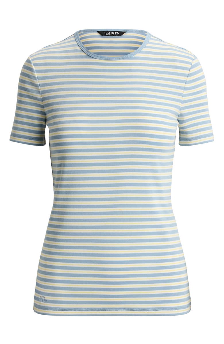 Lauren Ralph Lauren Stripe Cotton Blend Rib T-Shirt, Alternate, color, Blue Note Multi
