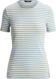 Lauren Ralph Lauren Stripe Cotton Blend Rib T-Shirt