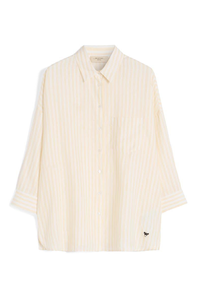 Stripe Linen Shirt, Alternate, color, LIGHT YELLOW