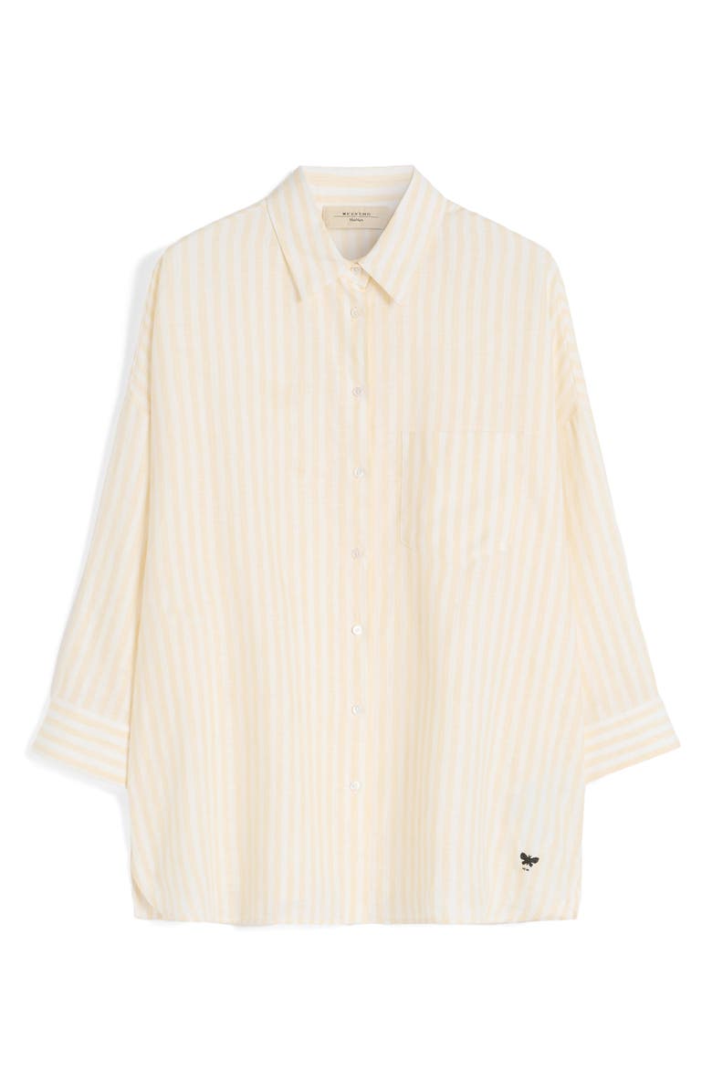 Weekend Max Mara Stripe Linen Shirt, Alternate, color, Light Yellow