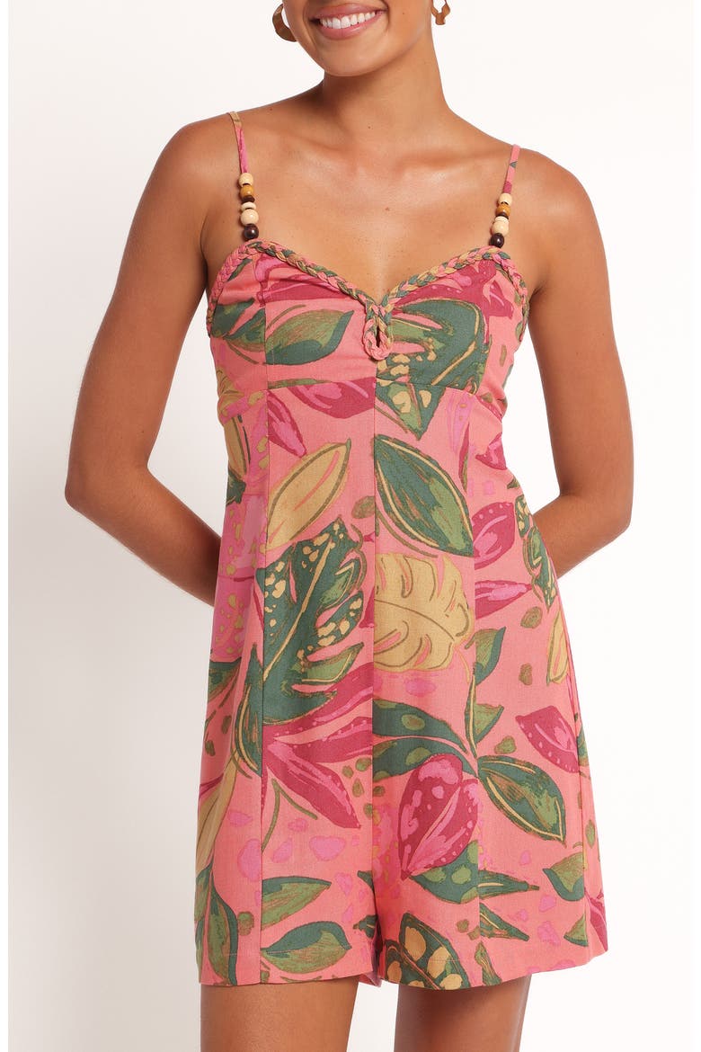 Analu Tropical Print Romper, Alternate, color, PINK RIO