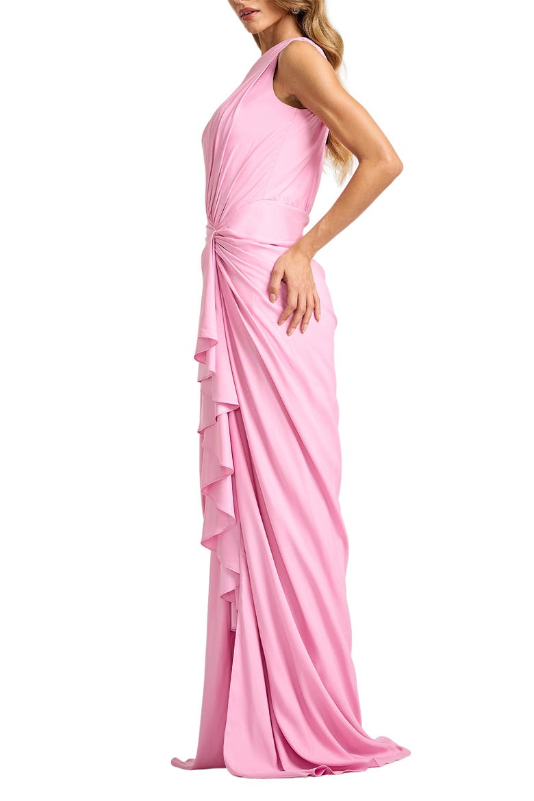 One-Shoulder Side Ruffle Gown, Alternate, color, CANDY PINK