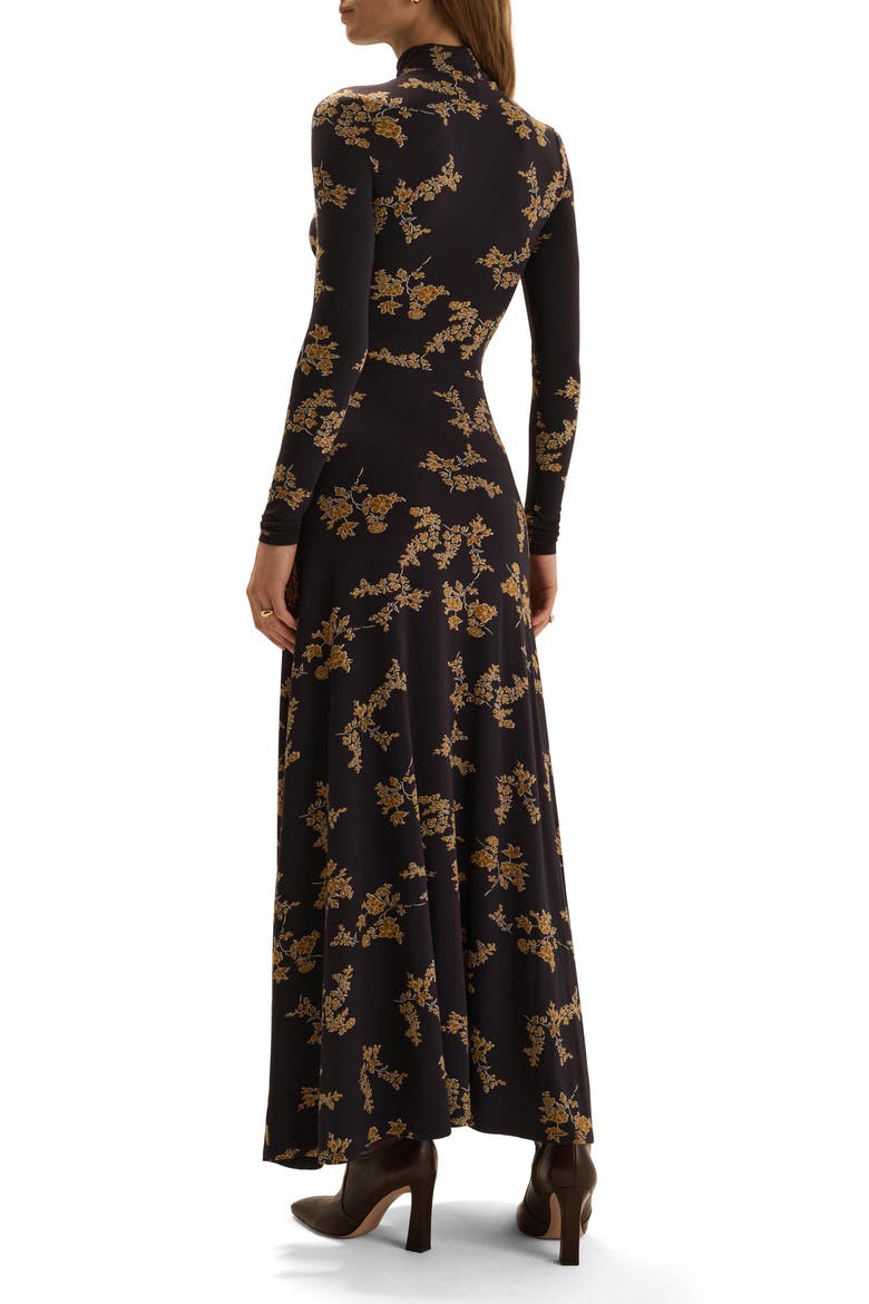 Lucia Mock Neck Maxi Dress, Alternate, color, NAVY VINE FLORAL