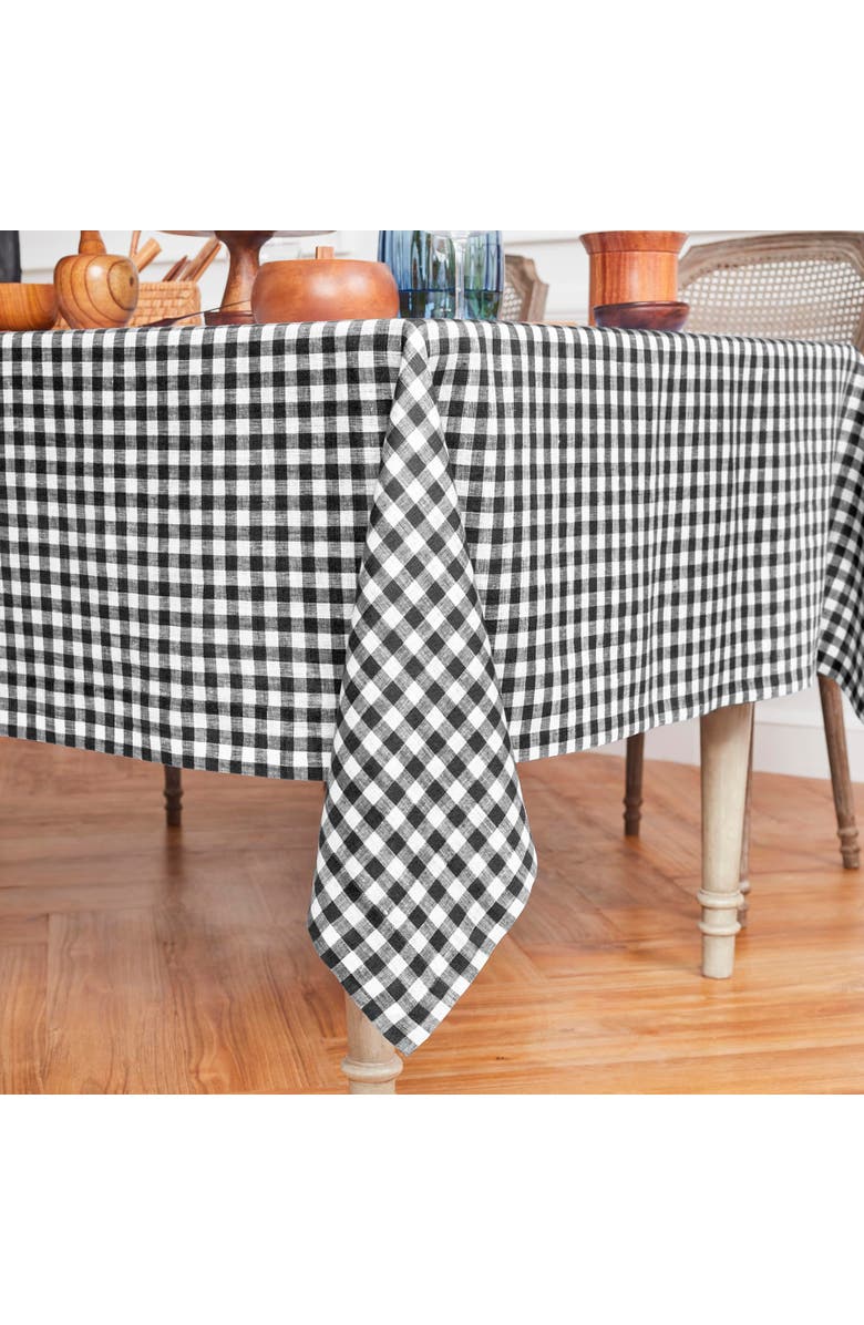 Solino Home Linen Tablecloth - Gingham Check, Alternate, color, Black