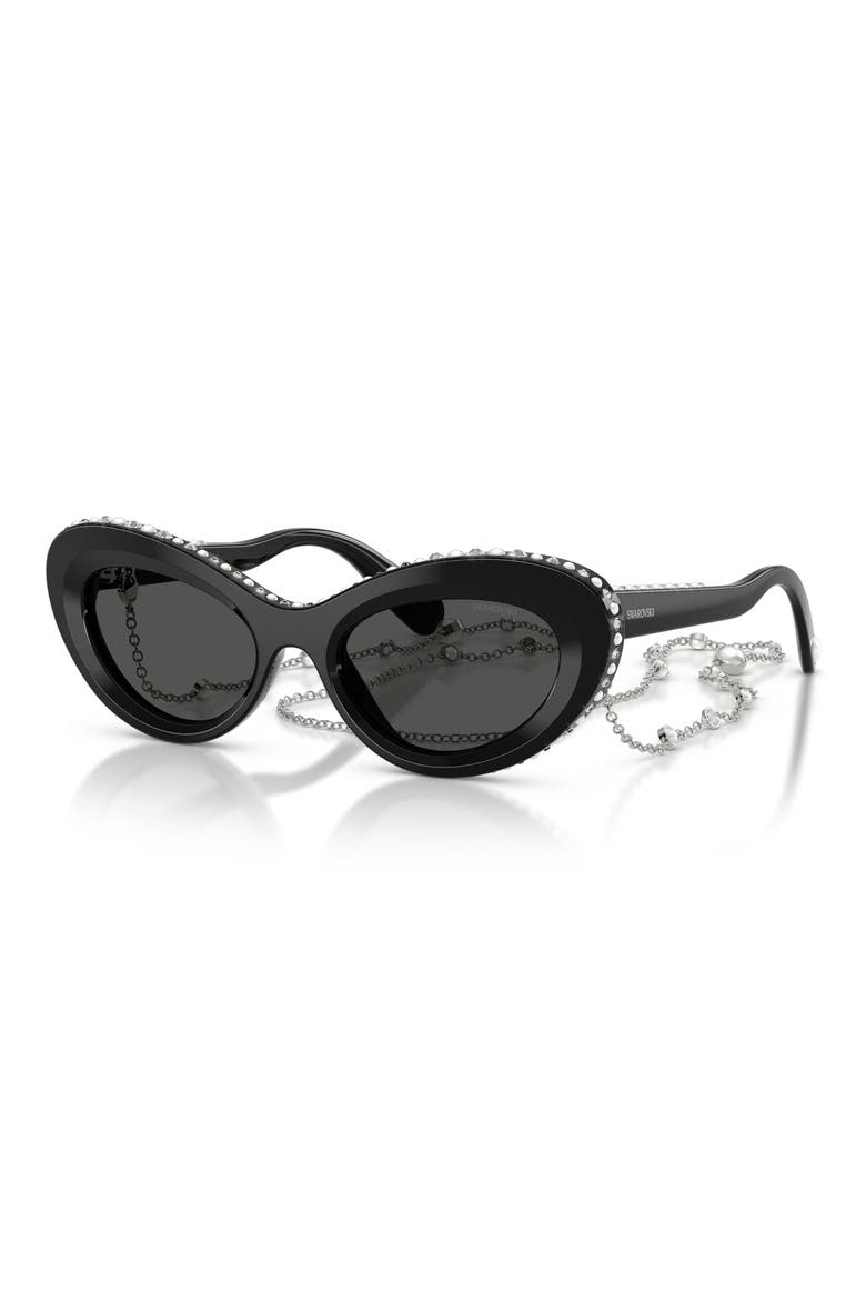 51mm Cat Eye Sunglasses, Alternate, color, BLACK / DARK GREY