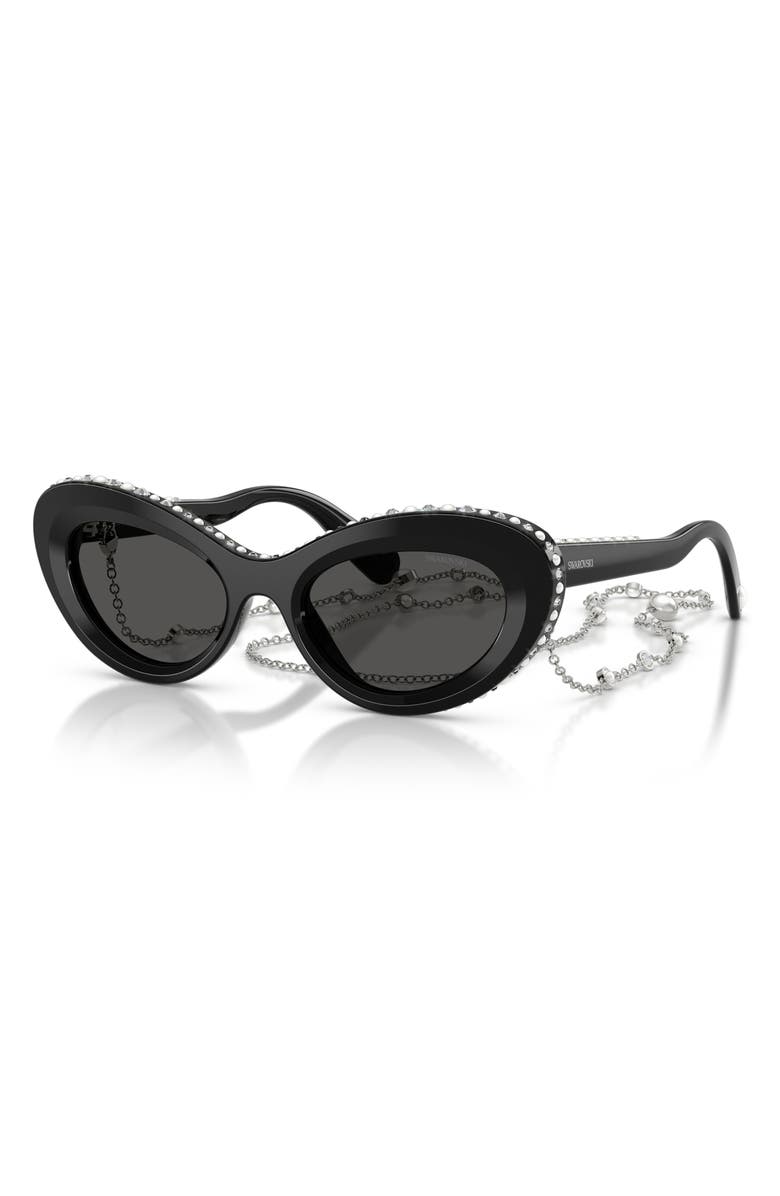 Swarovski 51mm Cat Eye Sunglasses, Alternate, color, Black / Dark Grey