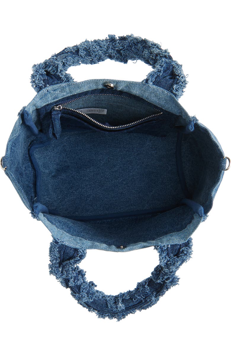 Ganni Small Trapeze Denim Shopper Bag, Alternate, color, Dark Blue Vintage