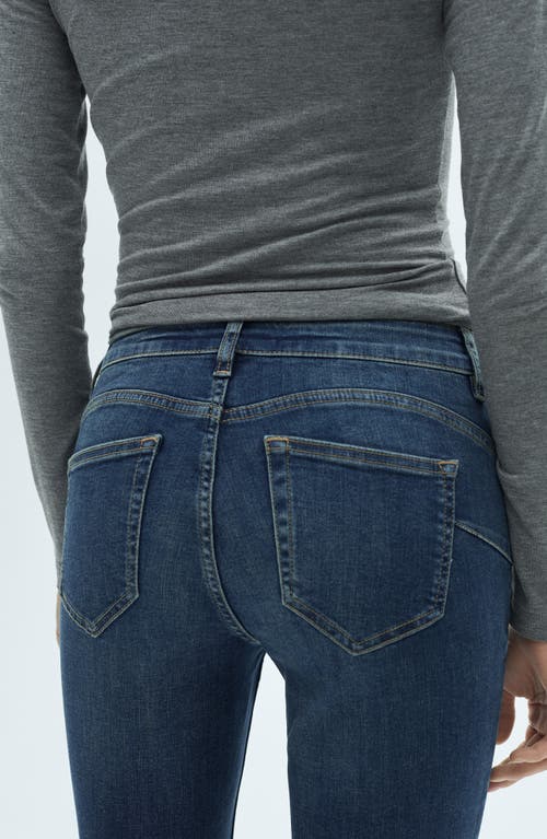 Mango Coated Low Rise Push-up Skinny Jeans In Dark Blue