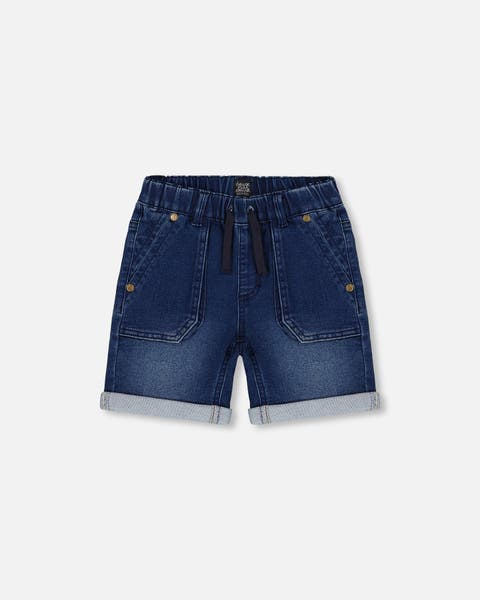Baby Boy's French Terry Denim Short Dark Denim Blue