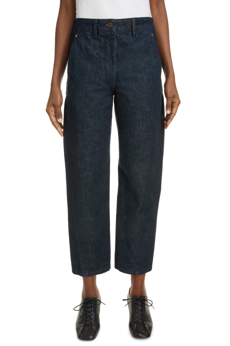 High Waist Twist Crop Jeans, Main, color, DENIM INDIGO 760