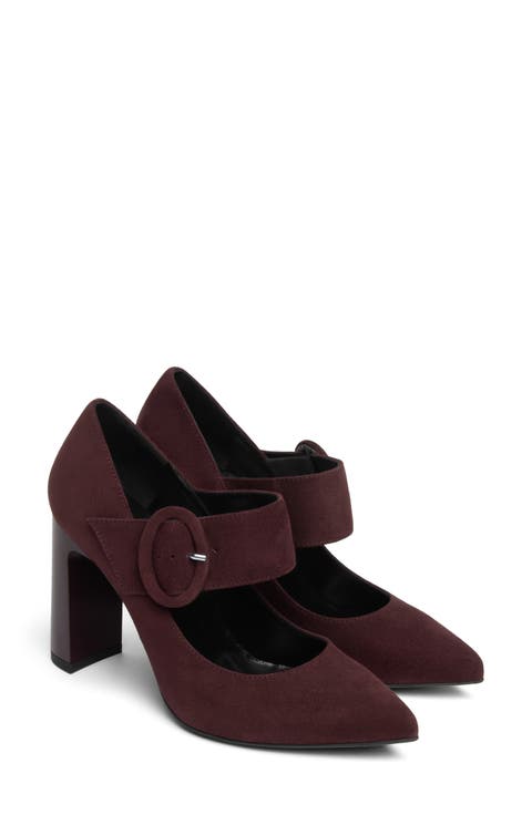 Leather Pointed Toe Mary Jane Pump
