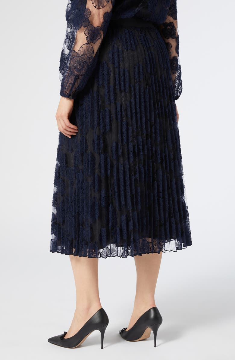 Marina Rinaldi Massa Pleated Embroidered Lace Skirt, Alternate, color, Midnight Blue