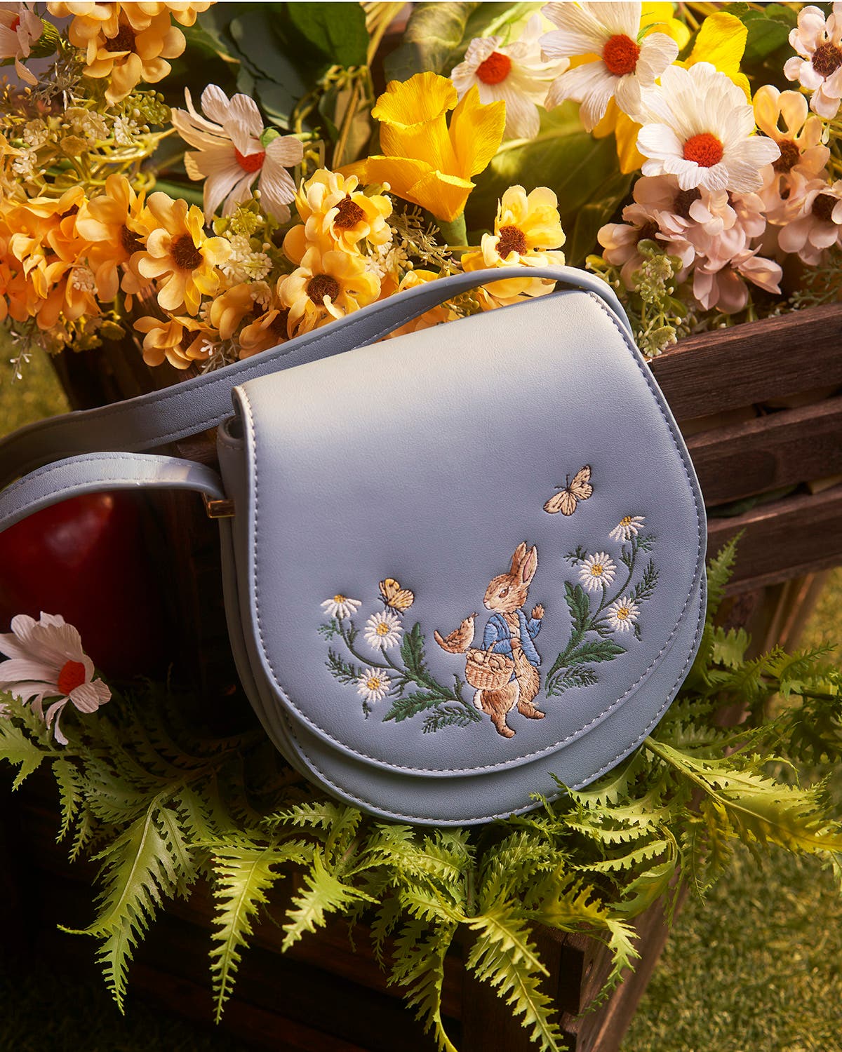 Fable England x Peter Rabbit Blue Saddle Purse, Alternate, color, Light Blue