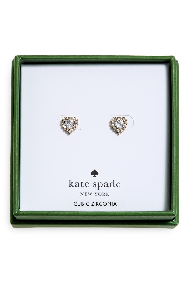 pav9 heart stud earrings, Main, color, CLEAR/ GOLD