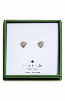 pavé heart stud earrings
